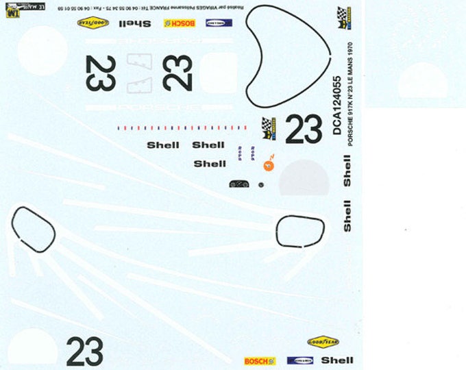 high quality 1:24 decals sheet Porsche 917K Le Mans 1970 winner Herrmann/Attwood Le Mans Miniatures DCA124055