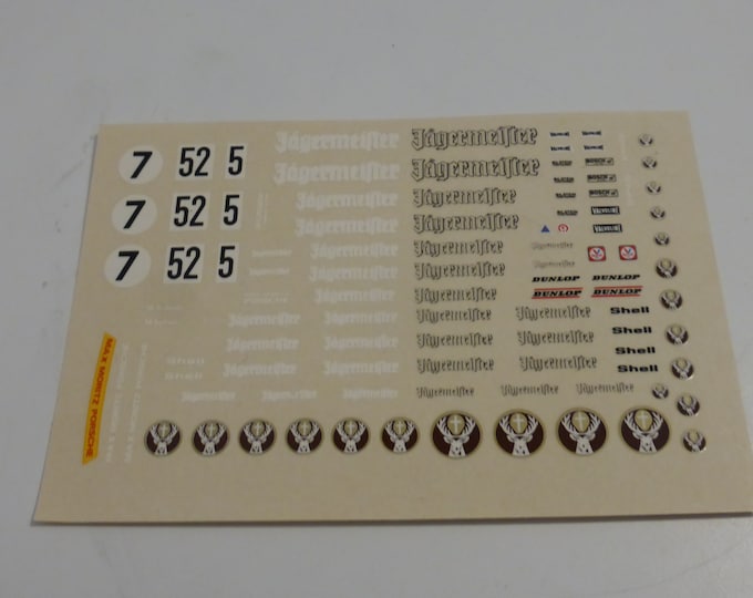 1:43 decals sheet for Porsche 935 Gr5 Max Moritz - Jagermeister various versions 1977-1978 Manfred Schurti Record production