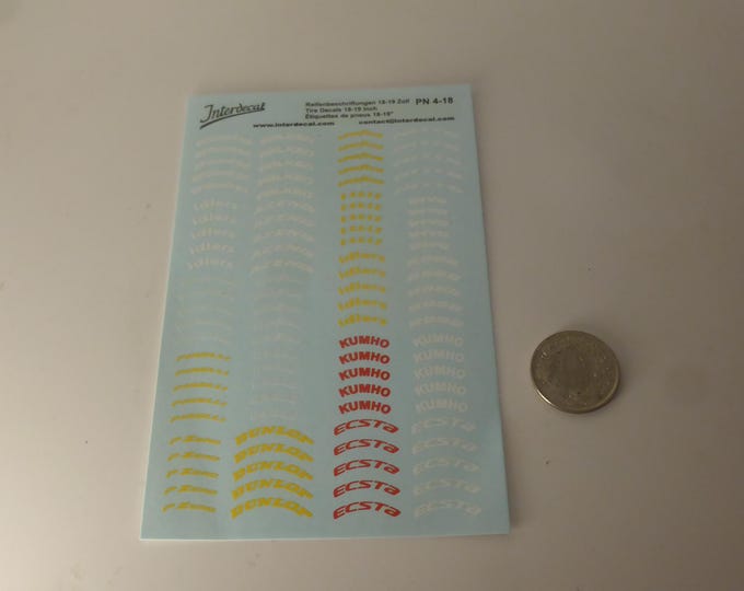 1:43 waterslide decals sheet tire scripts for contemporary F1 modelcars Interdecal PN20-43-1