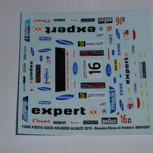 1:43 decals for Ford Fiesta S2000 Expert Rallye Alsace 2010 #16 Solberg Provence Miniatures