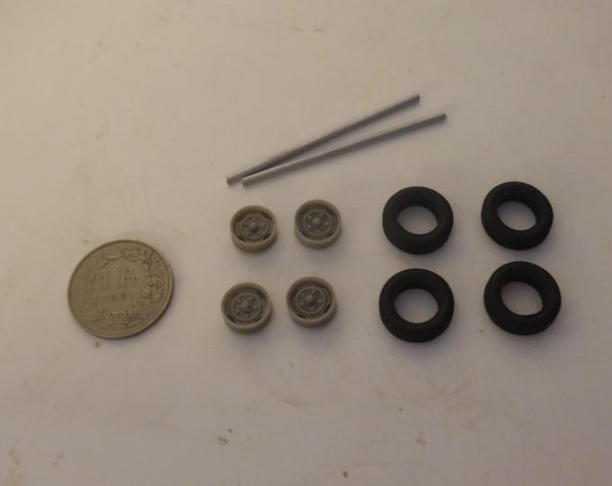 1:43 resin wheels & rubber tires for Renault Peugeot etc of the 50-60s GMW052