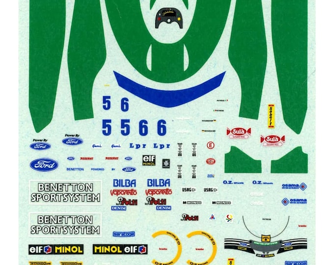 1:43 waterslide serigraphed decals Benetton B193A South African GP 1993 Patrese/Schumacher Tameo TMK162