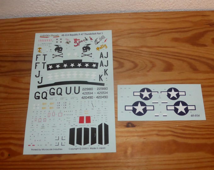 waterslide decals for Republic P47D Thunderbolt American versions Lifelike decals 1:48 48-014