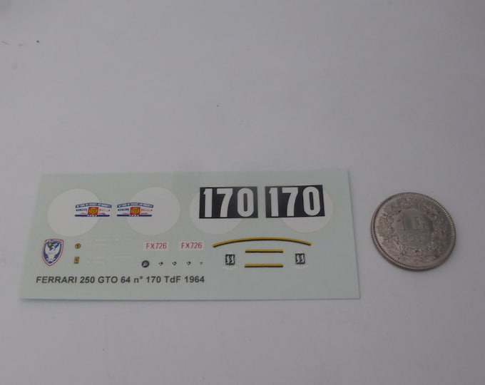1:43 waterslide decals for Ferrari 250 GTO 64 Tour Auto 1964 #170 Le Phoenix