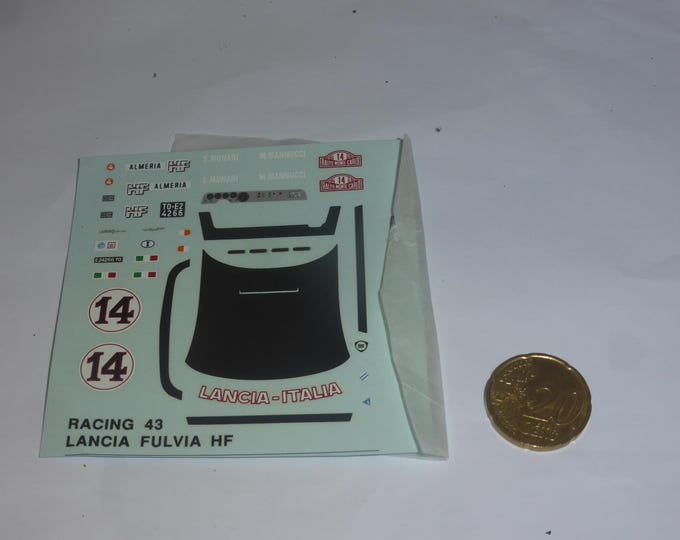 1:43 waterslide decals sheet for Lancia Fulvia HF Rally Monte Carlo 1972 winner #14 Munari/Mannucci