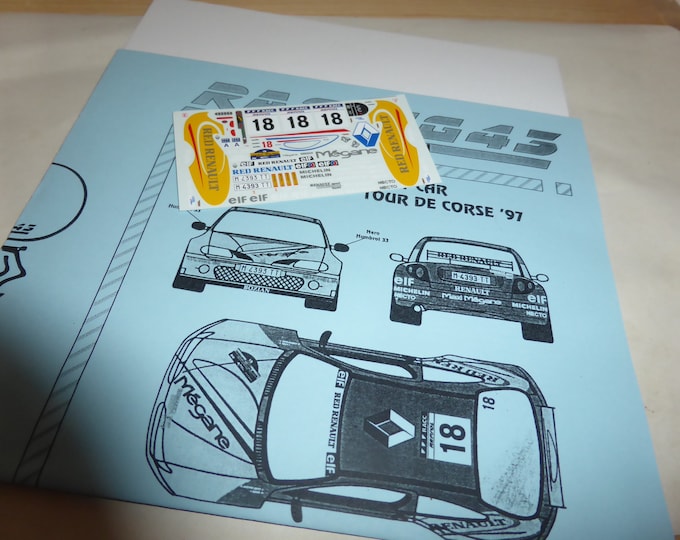 1:43 decals sheet for Renault Megane Kit-Car Red Renault Rally Catalunya 1997 #18 RACING43 RD22