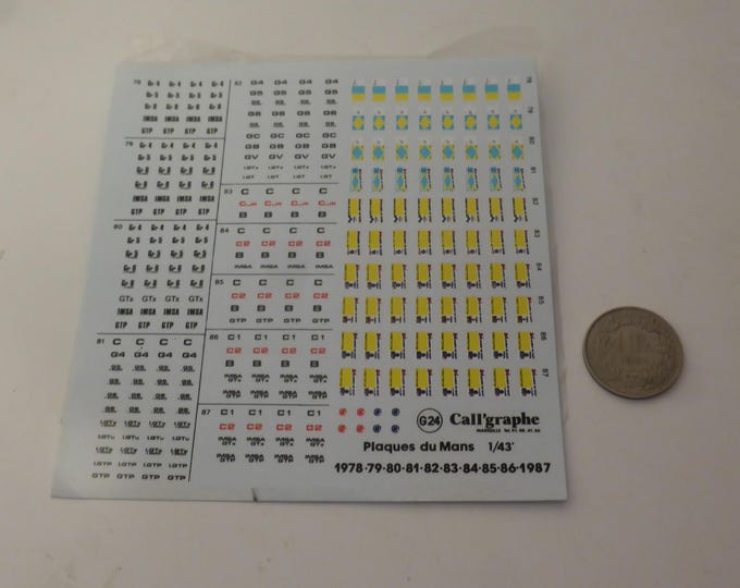 1:43 decals Le Mans plaques from 1978 to 1987 all categories and classes