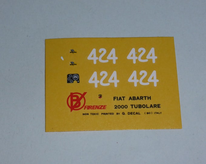 high quality 1:43 decals for Fiat Abarth 2000 SP Tubolare Campionato della Montagna 1966 #424 Cartograf for Barnini