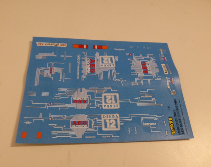 1:43 decals for Mercedes 190E 2.3-16 AEG-Olympia DTM Nurburgring 1989 #12 Alain Cudini Cartograf