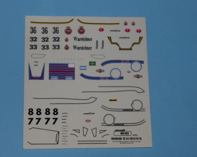 high quality 1:43 decals Brabham-Cosworth BT44 F.1 Martini and Warsteiner 1974/75/76 various cars TK238