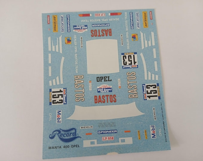 1:43 decals sheet for Opel Manta 400 Bastos Paris-Dakar 1984 #153 Colsoul Cartograf production
