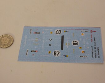 1:43 decals Ferrari 512BB NART Le Mans 1978 #87 Young/Guérin/Delaunay Cartograf