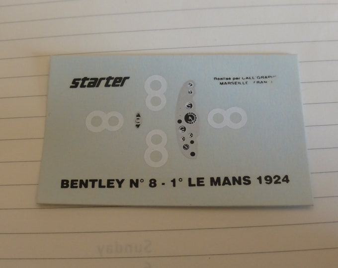 high quality 1:43 decals for Bentley 3 litres Le Mans 1924 winner #8 Duff/Clement