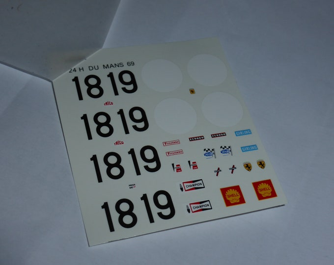 1:43 decals sheet for Ferrari 312 P Coupé Le Mans 1969 #18/19 Tameo TMK30