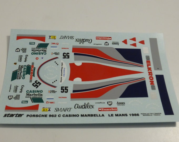 1:43 decals for Porsche 962C GrC Fitzpatrick Racing Le Mans 1986 #55 Alliot/Romero/Trollé Starter