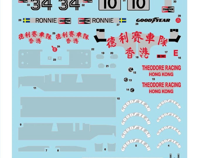 1:43 waterslide serigraphed decals March 761 GP USA West 1976 Peterson/Stuck Tameo SLK060