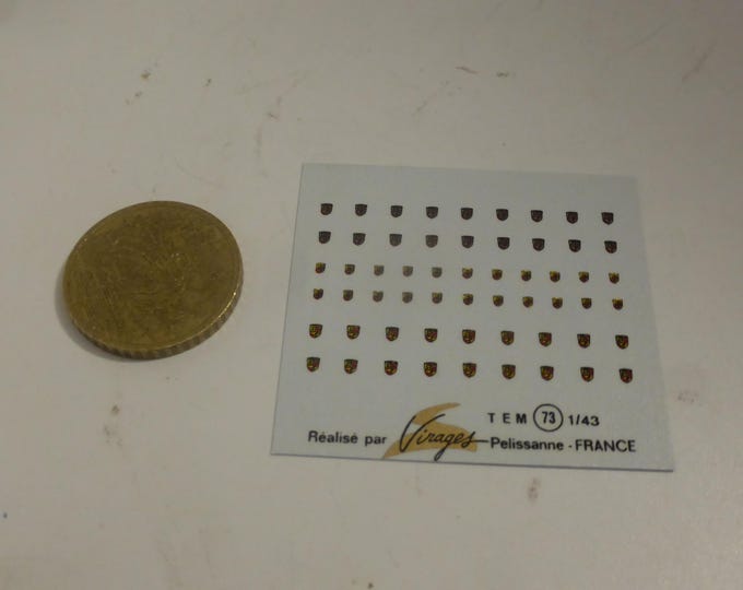 1:43 waterslide decals sheet with Porsche badges (54x) Virages production TEM73
