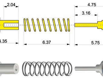 turned 1:43 shock absorbers with coil springs Type-A (pack of 4 pieces) Tameo PG15
