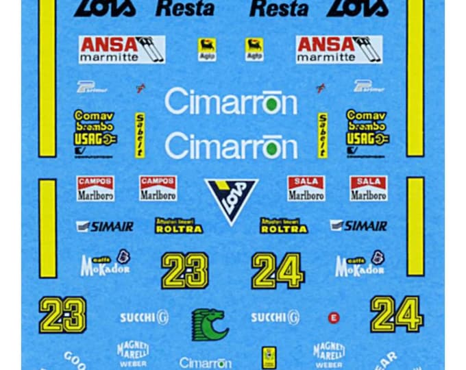1:43 waterslide serigraphed decals Minardi Cosworth M188 Monaco GP 1988 Campos/Sala Tameo TMK072