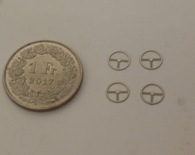 Photoetched 3-spokes steering wheels for trucks and buses of the 70/80/90s (4pcs) by Nonomologati 1:87 H0