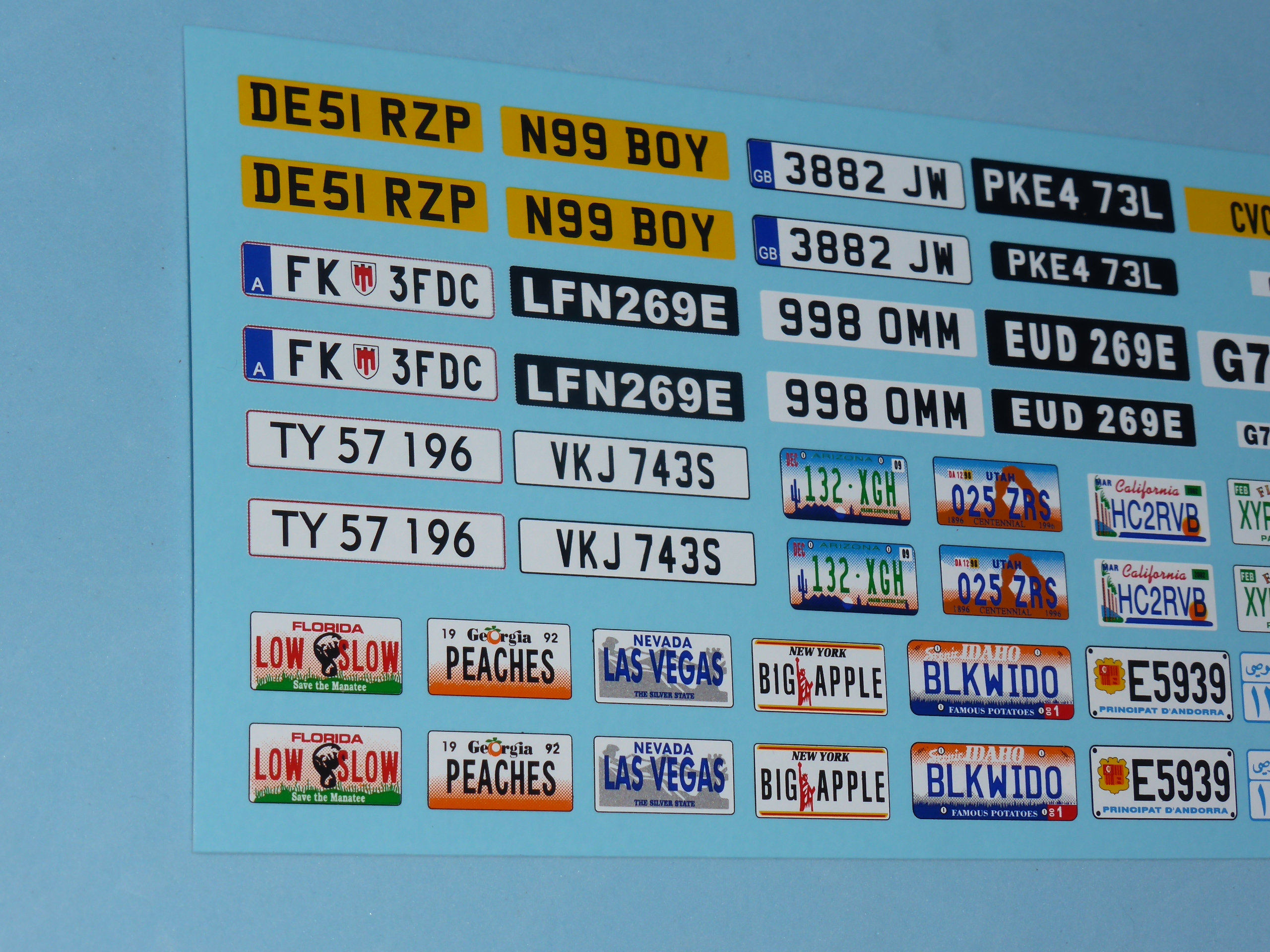 118 decals for registration plates Great Britain / Austria / Denmark