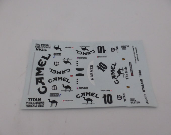 1:43 decals for Porsche 962C GrC Kremer-Camel Kyalami 1986 #10 Weaver/Taylor Starter production