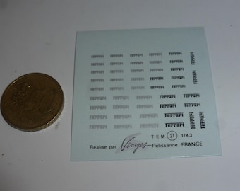 1:43 decals sheet with silver and black Ferrari scripts (mm 5.10 / 5.90 / 6.50) Virages production TEM21