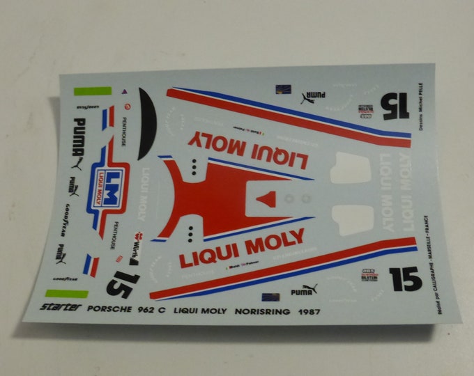 1:43 decals for Porsche 962C Lloyd - Liqui Moly Norisring 1987 #15 Baldi/Palmer Starter