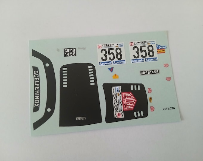 1:43 waterslide decals sheet for Ferrari Dino 246 GT Group 3 Giro d'Italia 1975 Temi/De Gregori/Pasquini
