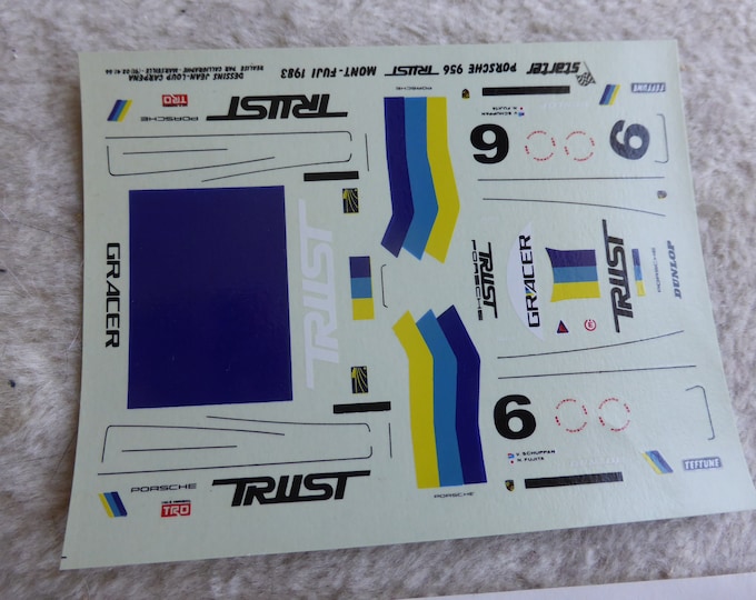 1:43 decals for Porsche 956 Gr.C Trust Mont Fuji 1983 #6 Schuppan/Fujita Starter