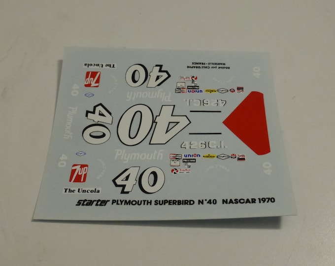 1:43 decals for Plymouth Superbird N ASCAR 1970 #40 Pete Hamilton Starter production