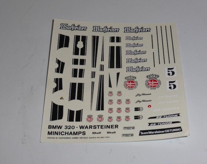 1:43 decals for BMW 320i Gr5 GS Tuning Warsteiner 1978 #5 Joerg Obermoser Cartograf for Minichamps AMR