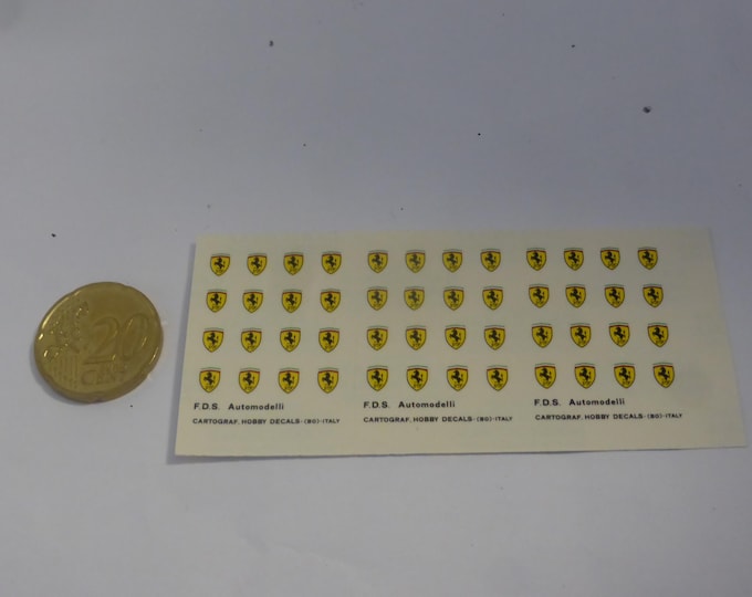 1:43 waterslide decals sheet with side Ferrari badges (48x) Cartograf production