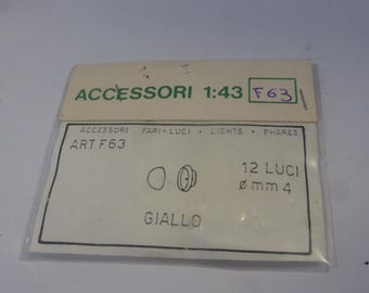 pack of 12 transparent 1:43 scale plastic lights with chromed dish (YELLOW) mm 4.0 FDS 63F