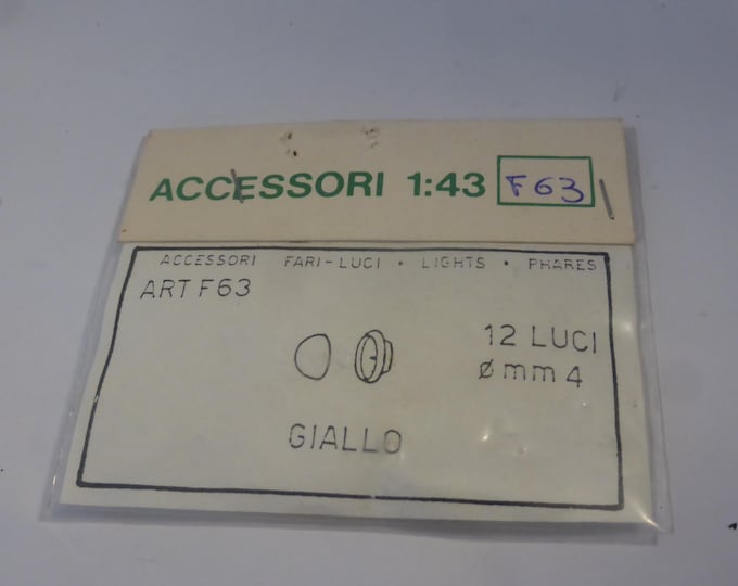 pack of 12 transparent 1:43 scale plastic lights with chromed dish (YELLOW) mm 4.0 FDS 63F