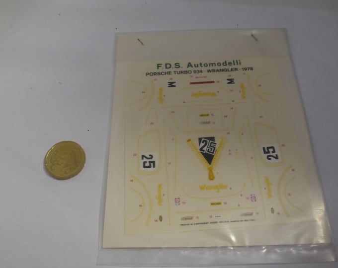 1:43 waterslide decals sheet for Porsche 934 Gr4 6h Silverstone 1978 #25 Sindel/Kristoffersen Cartograf production