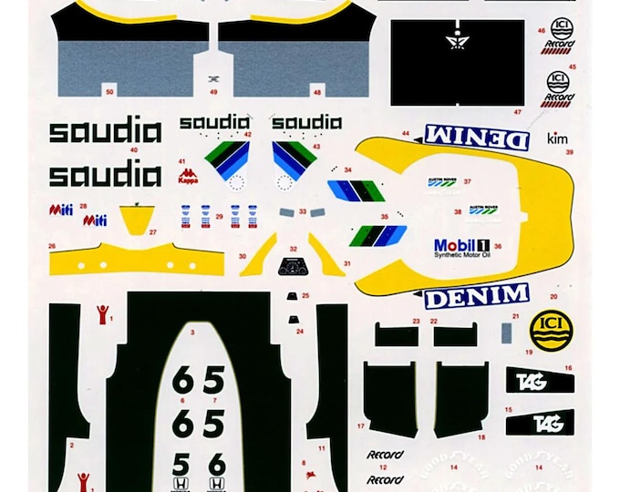 1:43 waterslide serigraphed decals Williams FW09 USA/Dallas GP 1984 Rosberg/Laffite Tameo SLK032