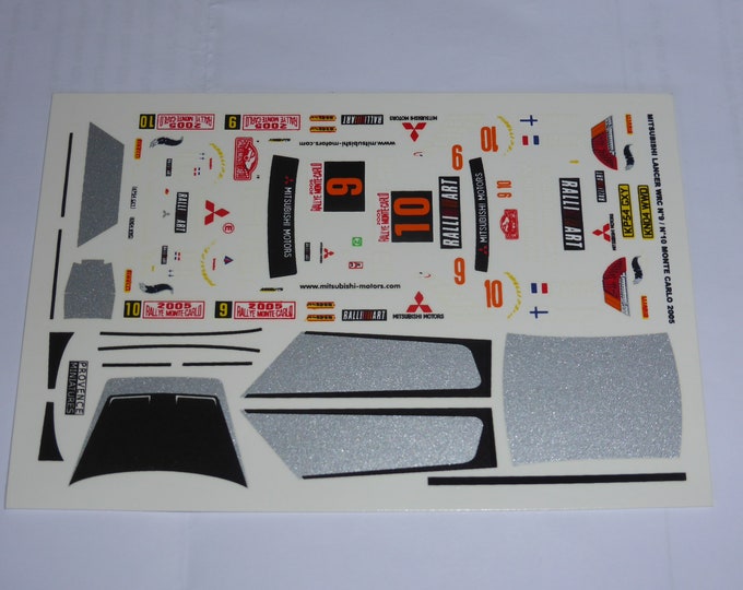 1:43 decals for Mitsubishi Lancer WRC Rallye Monte Carlo 2005 #9/10 Panizzi or Rovanpera Provence Miniatures