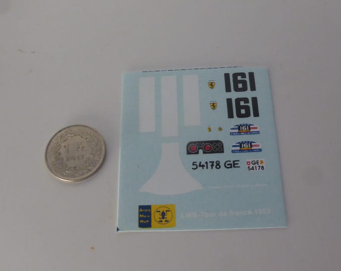 1:43 waterslide decals Ferrari 250 GT LWB 1519GT Tour Auto 1959 #161 AMR