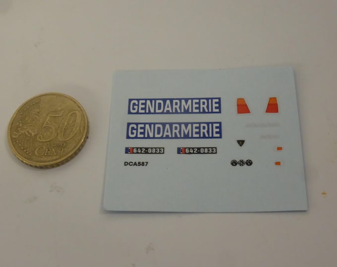 1:43 waterslide decals sheet Gendarmerie for Peugeot 204 and other cars
