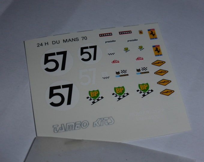 1:43 decals sheet for Ferrari 312 P Coupé NART Le Mans 1970 #57 Tameo TMK31