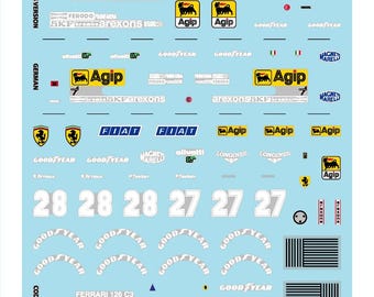 1:43 waterslide serigraphed decals Ferrari 126 C3 F.1 press & German GP 1983 Tambay/Arnoux Tameo TMK007
