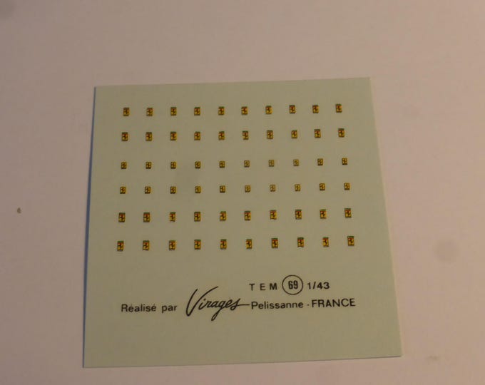 1:43 decals sheet with Ferrari front emblems (mm 1.35x0.85 and 2.00x1.35) Virages production TEM69