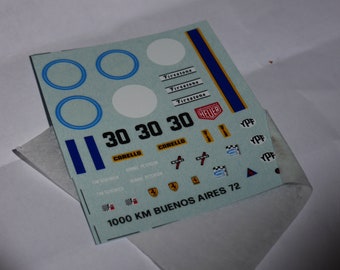 1:43 decals sheet for Ferrari 312PB Buenos Aires 1972 #30 Peterson/Schenken Tameo TMK18