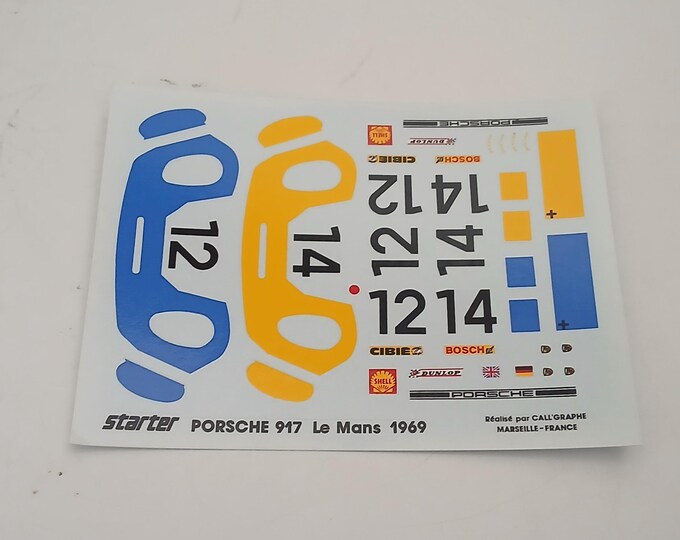 1:43 decals sheet for Porsche 917 LH Le Mans 1969 #12/14 Starter production
