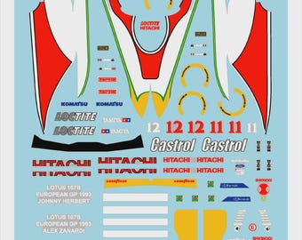 1:43 waterslide serigraphed decals Lotus 107b European GP 1993 Herbert/Zanardi Tameo TMK165