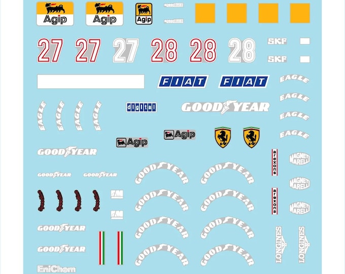 1:43 waterslide serigraphed decals Ferrari F1/87 F1 S.Marino GP 1987 Alboreto/Berger Tameo TMK056