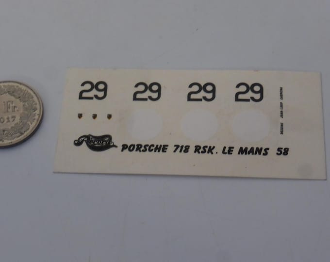 1:43 decals for Porsche 718 RSK Le Mans 1958 #29 Behra/Herrmann Record production