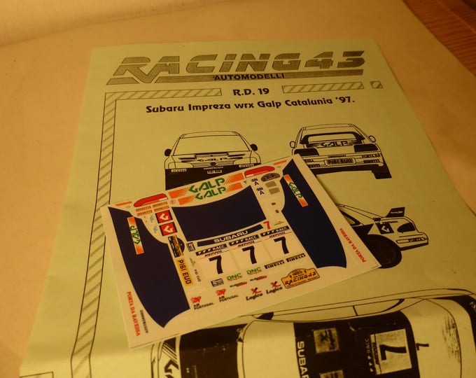 high quality 1:43 decals sheet for Subaru Impreza WRX Galp Rally Catalunya 1997 Madeira/Da Silva RACING43 RD19