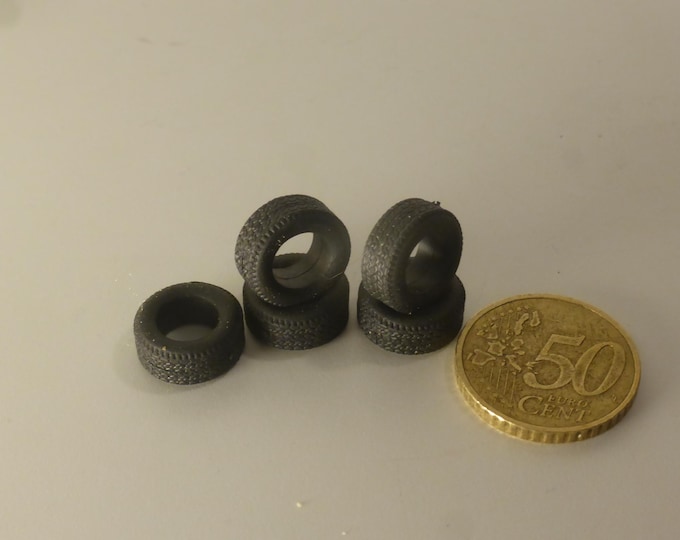 1:43 scale set of 5 (4+spare unit) treaded tires for touring and GT cars mm 14.30x6.20 GMT015